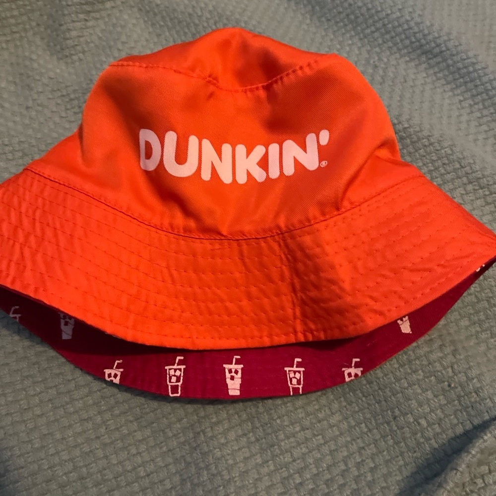 COPY - Dunkin Donuts Reversible Bucket Hat 2023 Orange Pink Summer Sun Iced Cof…